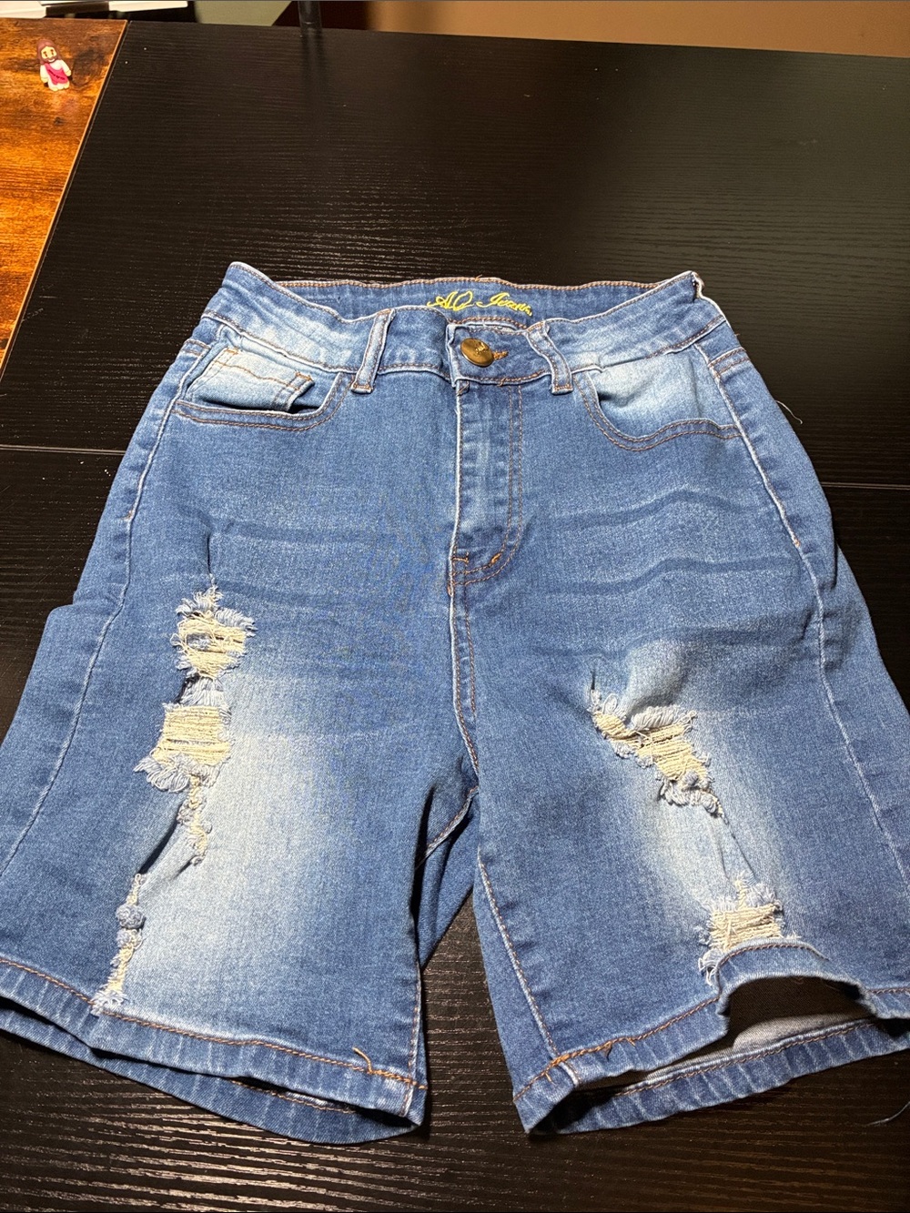 High-Rise Distressed Blue Jean Shorts for Women